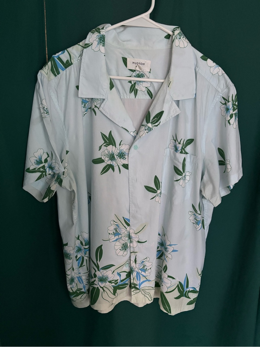 Hudson Light Blue Floral Short-Sleeve pattern Shirt
